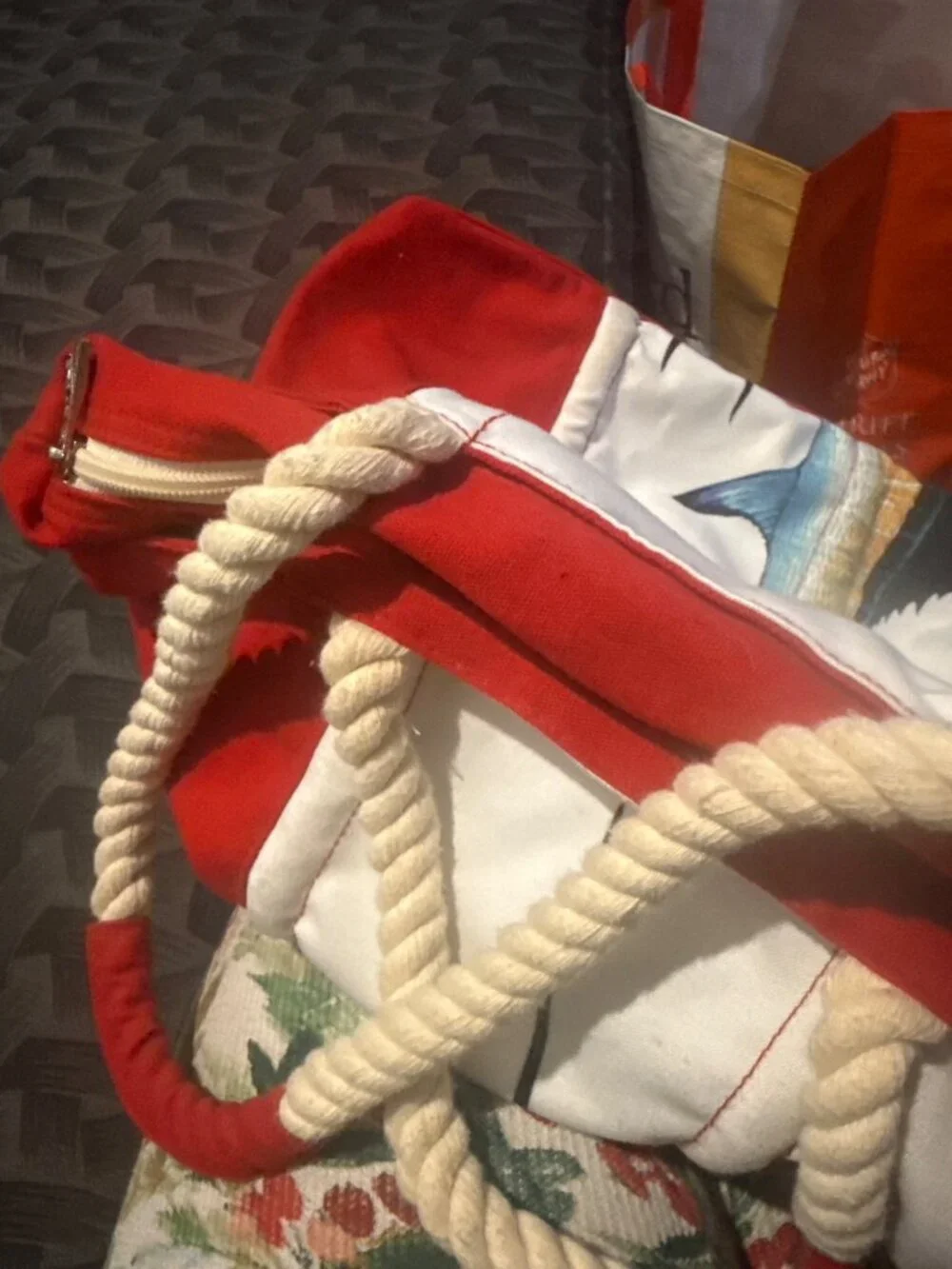 Guy Harvey Marlin Sailfish Canvas Tote Bag Rope Handles Yacht Nautical Ocean